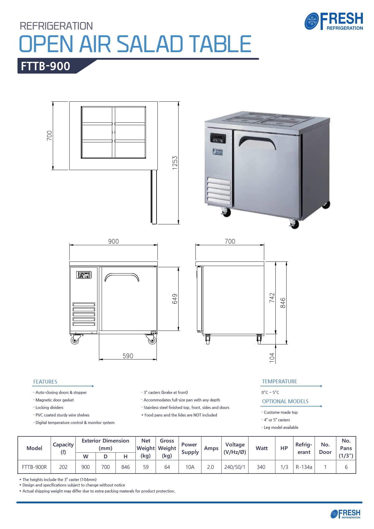 Fresh Refrigeration FTTB-900R - Salad Prep Fridge