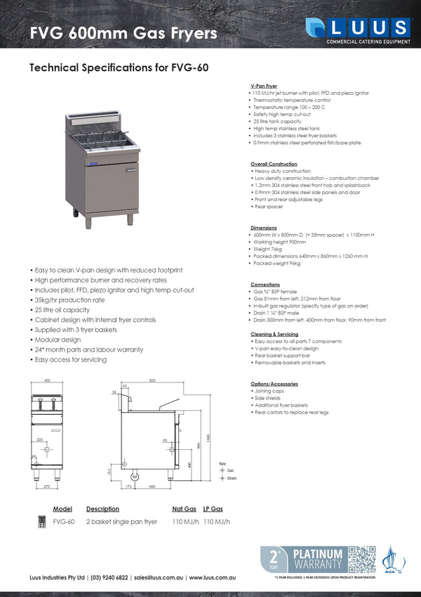 Luus FVG-60 - V-Pan Fryer