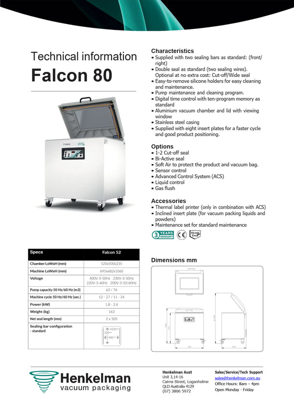 Henkelman Falcon 80 - Vacuum Packaging Machine