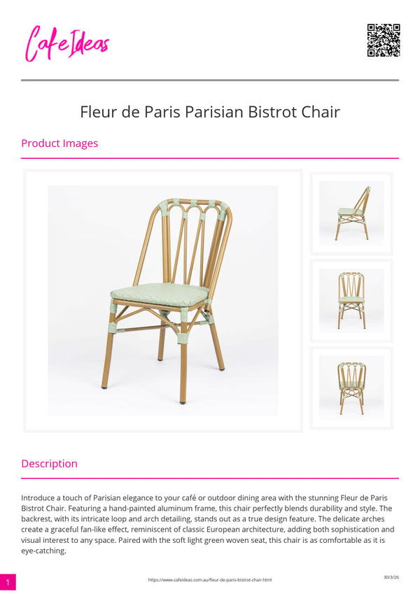 Fleur De Paris Parisian Bistrot Chair