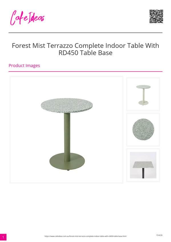 Forest Mist Terrazzo with White RD450 Table Base