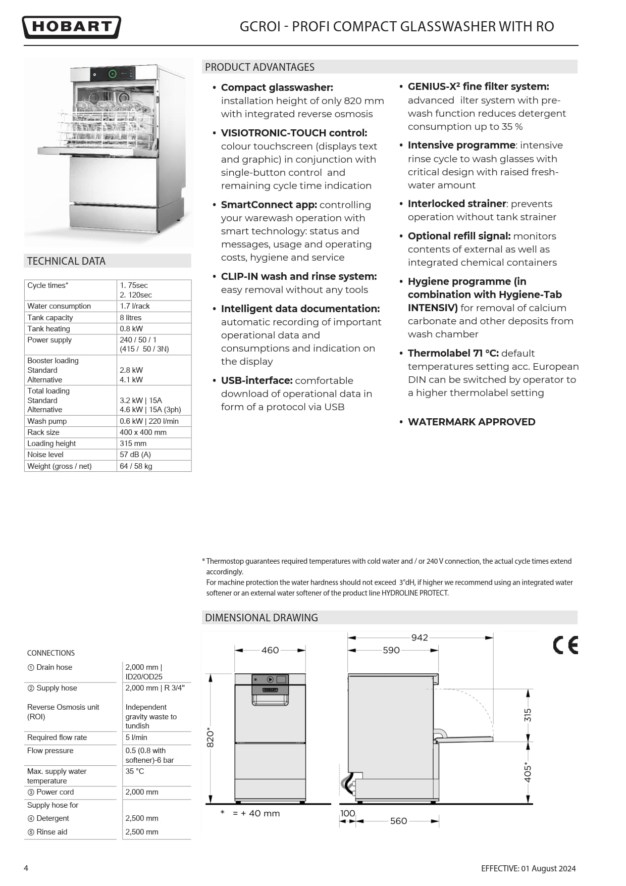 Hobart Profi GCROI-90C - Undercounter Glasswasher