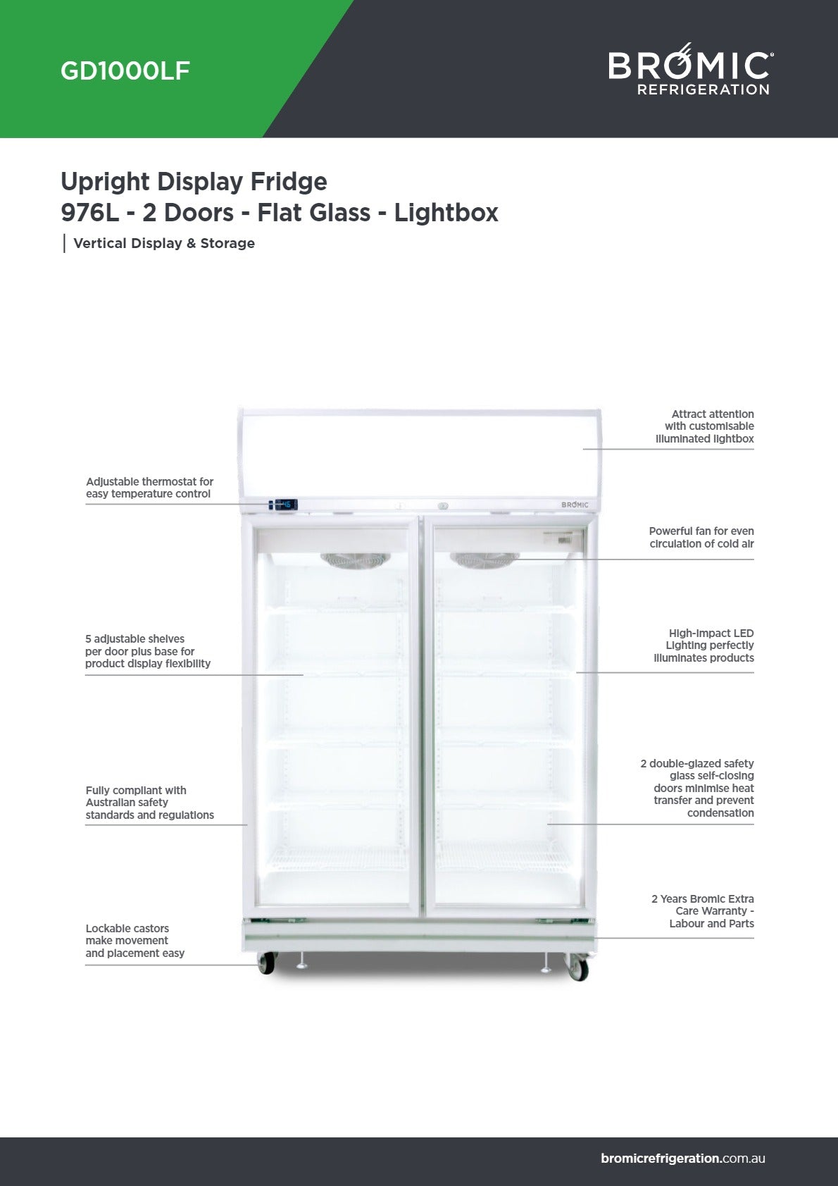 Bromic GD1000LF - Upright Display Fridge