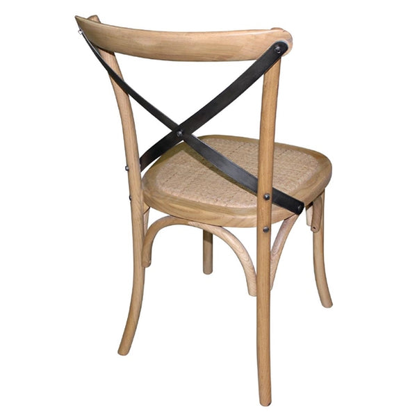 Bolero GG656 - Two Wooden Dining Chairs with Metal Cross Backrest