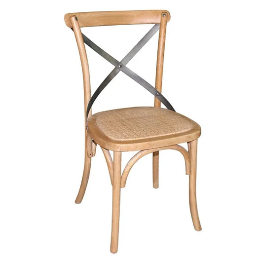 Bolero GG656 - Two Wooden Dining Chairs with Metal Cross Backrest