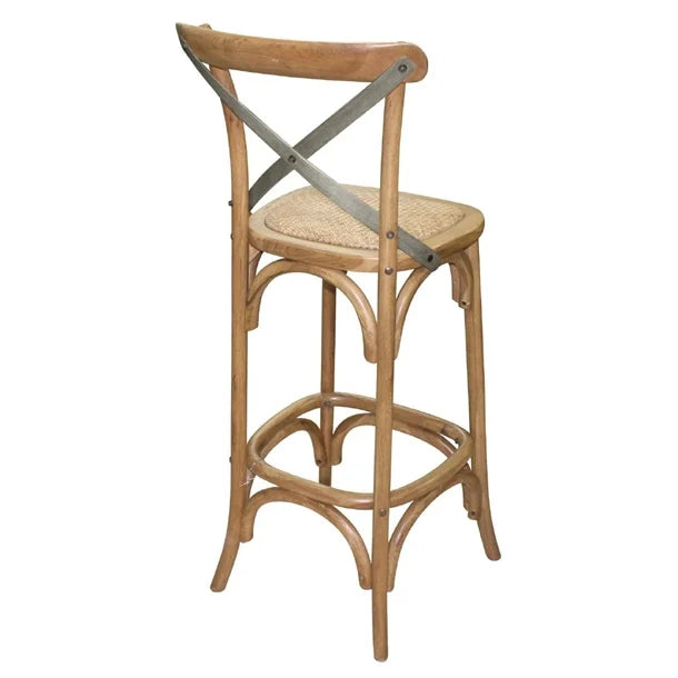 Bolero GG657 - Wooden Bar Stool with Metal Cross Backrest