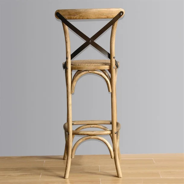 Bolero GG657 - Wooden Bar Stool with Metal Cross Backrest