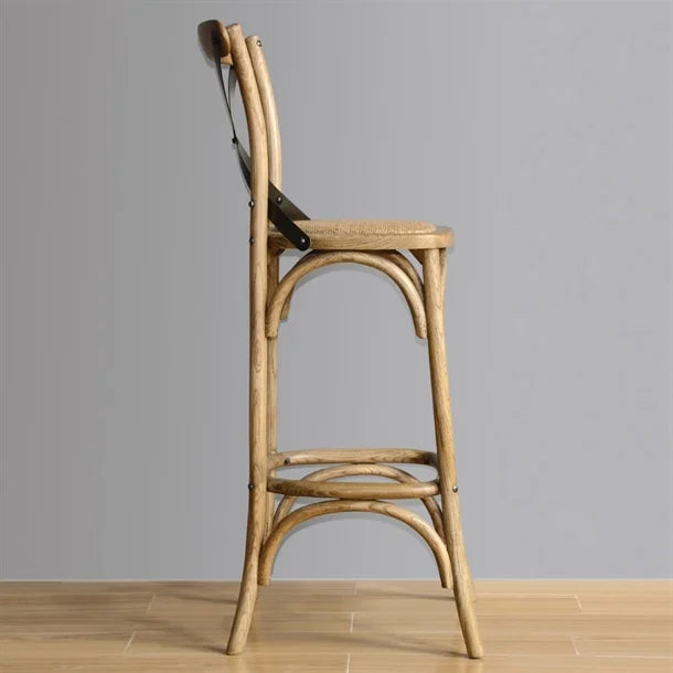 Bolero GG657 - Wooden Bar Stool with Metal Cross Backrest
