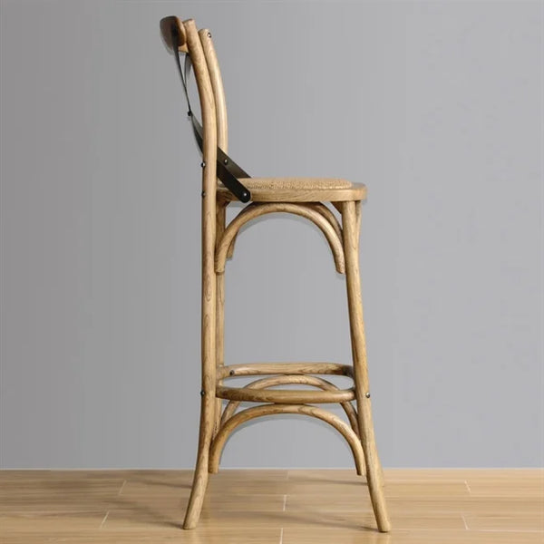 Bolero GG657 - Wooden Bar Stool with Metal Cross Backrest