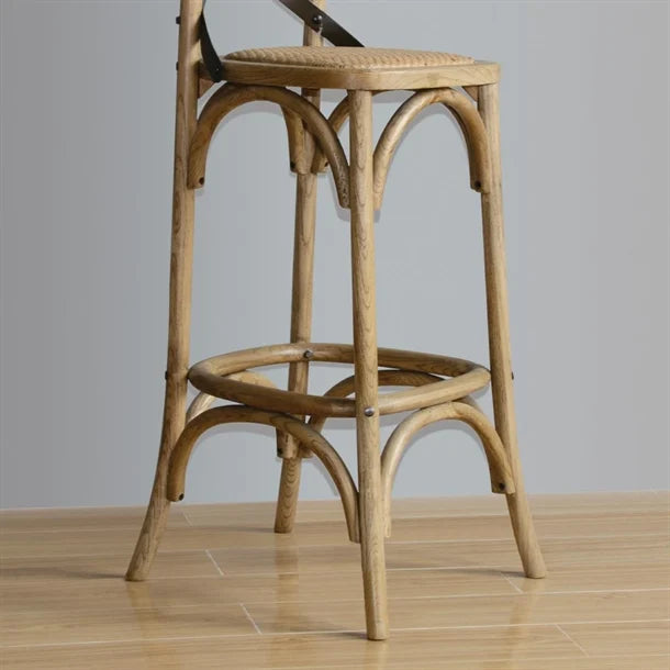 Bolero GG657 - Wooden Bar Stool with Metal Cross Backrest