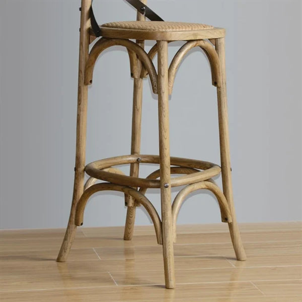 Bolero GG657 - Wooden Bar Stool with Metal Cross Backrest