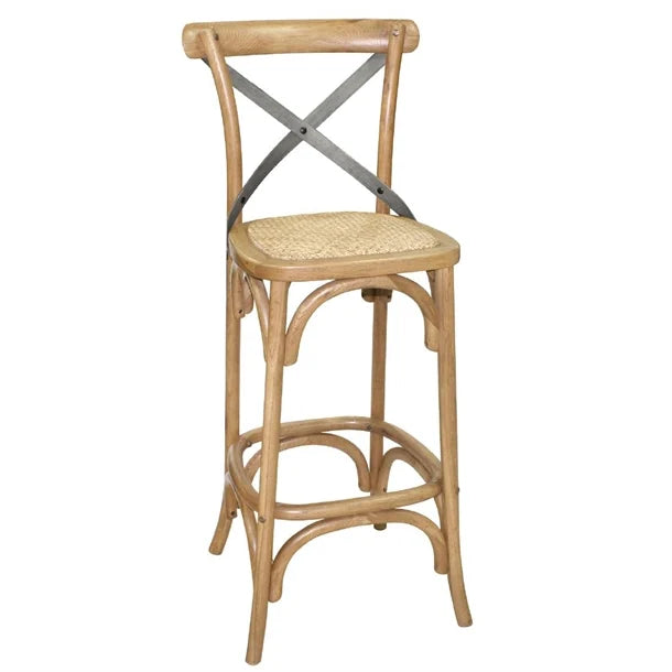 Bolero GG657 - Wooden Bar Stool with Metal Cross Backrest