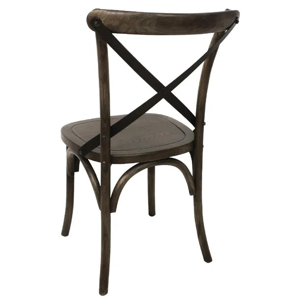 Bolero GG658 - Two Wooden Dining Chairs with Metal Cross Backrest