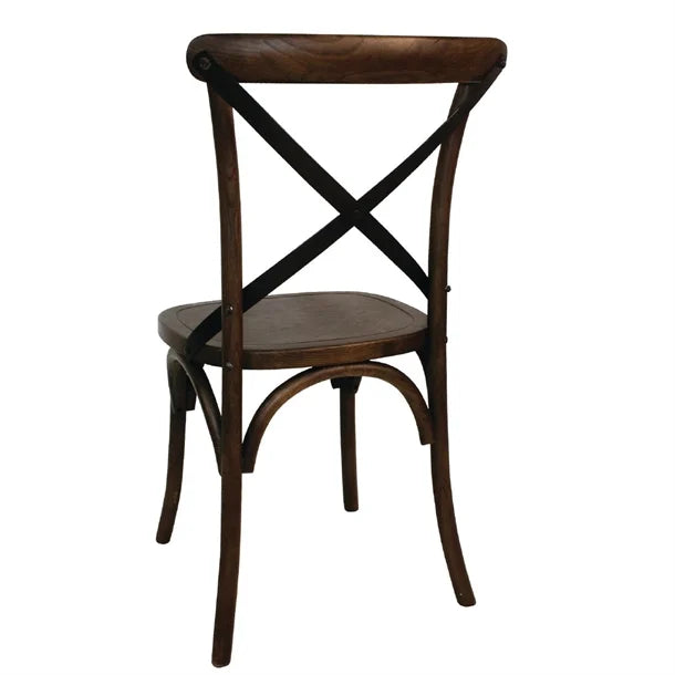 Bolero GG658 - Two Wooden Dining Chairs with Metal Cross Backrest