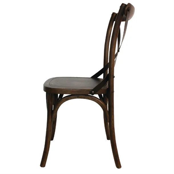 Bolero GG658 - Two Wooden Dining Chairs with Metal Cross Backrest