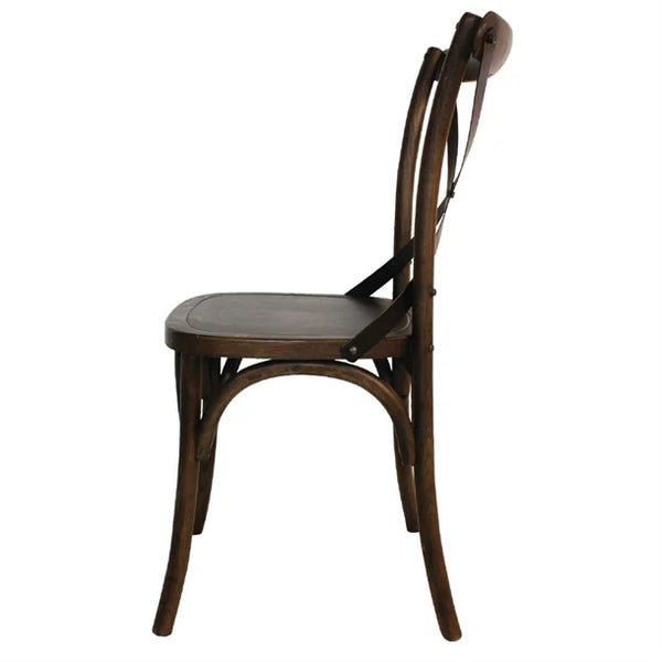Bolero GG658 - Two Wooden Dining Chairs with Metal Cross Backrest