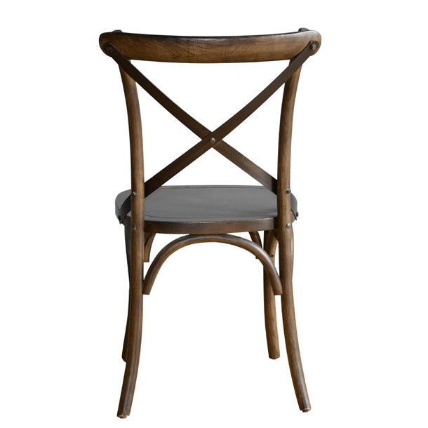 Bolero GG658 - Two Wooden Dining Chairs with Metal Cross Backrest