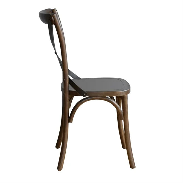 Bolero GG658 - Two Wooden Dining Chairs with Metal Cross Backrest