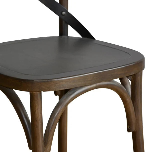 Bolero GG658 - Two Wooden Dining Chairs with Metal Cross Backrest