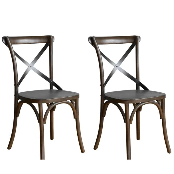 Bolero GG658 - Two Wooden Dining Chairs with Metal Cross Backrest