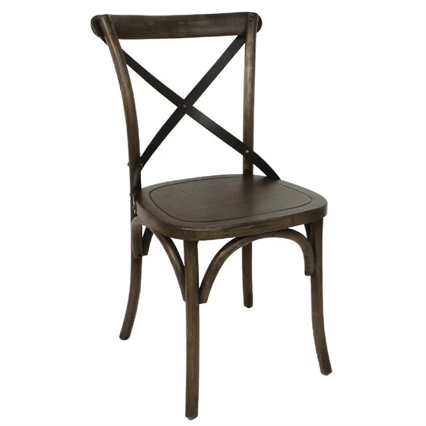 Bolero GG658 - Two Wooden Dining Chairs with Metal Cross Backrest