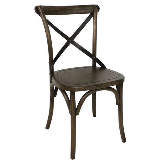 Bolero GG658 - Two Wooden Dining Chairs with Metal Cross Backrest