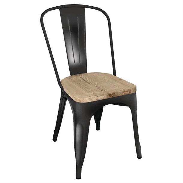 Bolero GG707 Four Steel Dining Side Chairs With Wooden Seat Pads