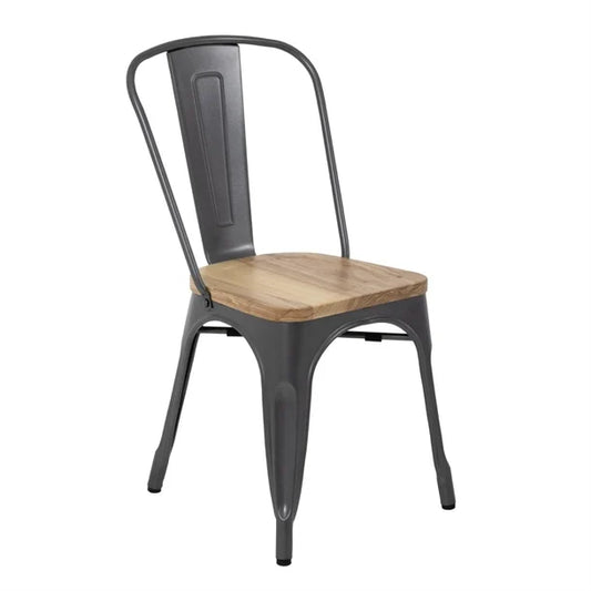 Bolero GG708 - Four Steel Dining Side Chairs With Wooden Seat Pads