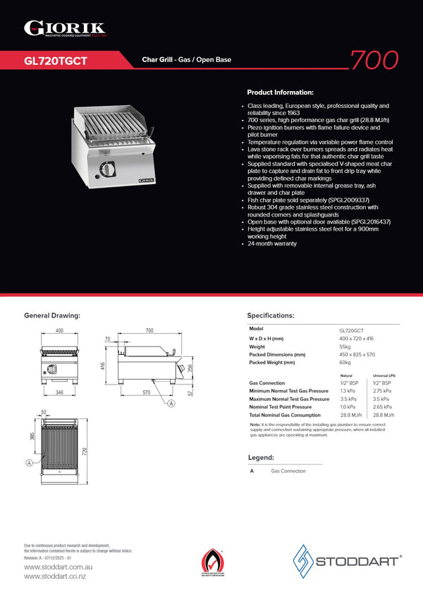 Giorik GL720TGCT - Char Grill