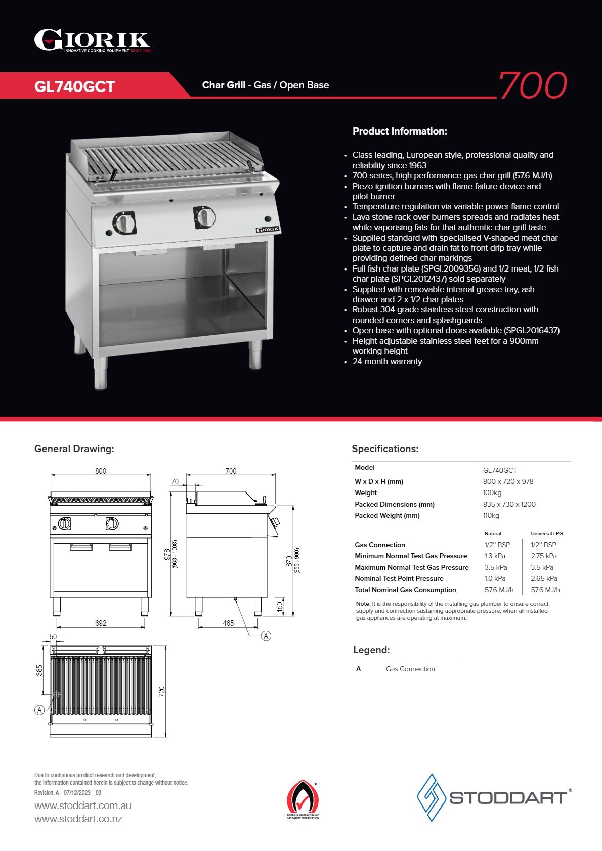 Giorik GL740GCT - Char Grill