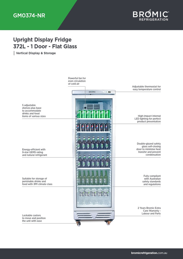 Bromic GM0374-NR - Upright Display Fridge