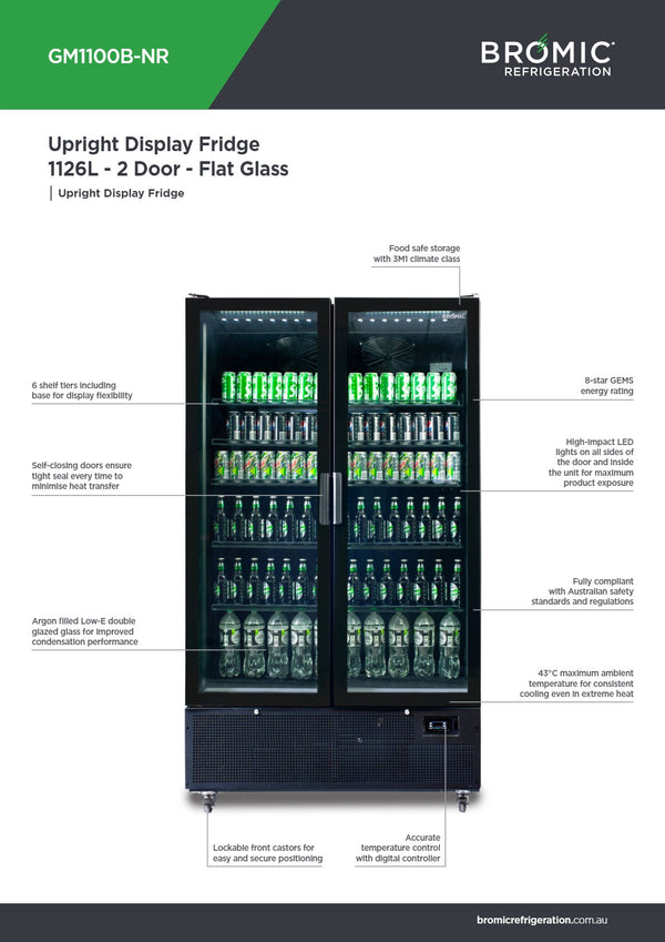 Bromic GM1100B-NR - Upright Display Fridge