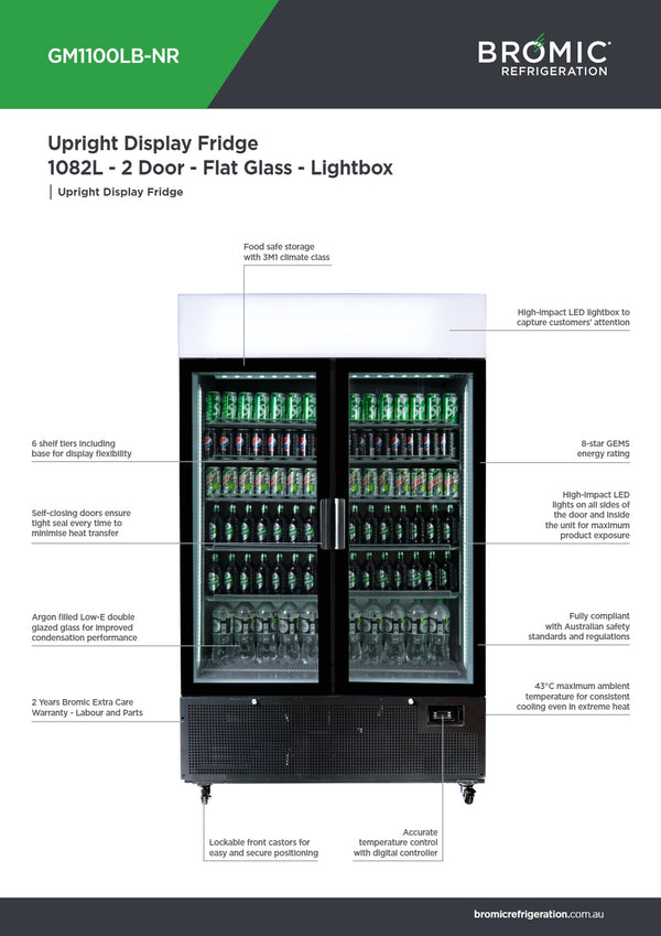 Bromic GM1100LB-NR - Upright Display Fridge
