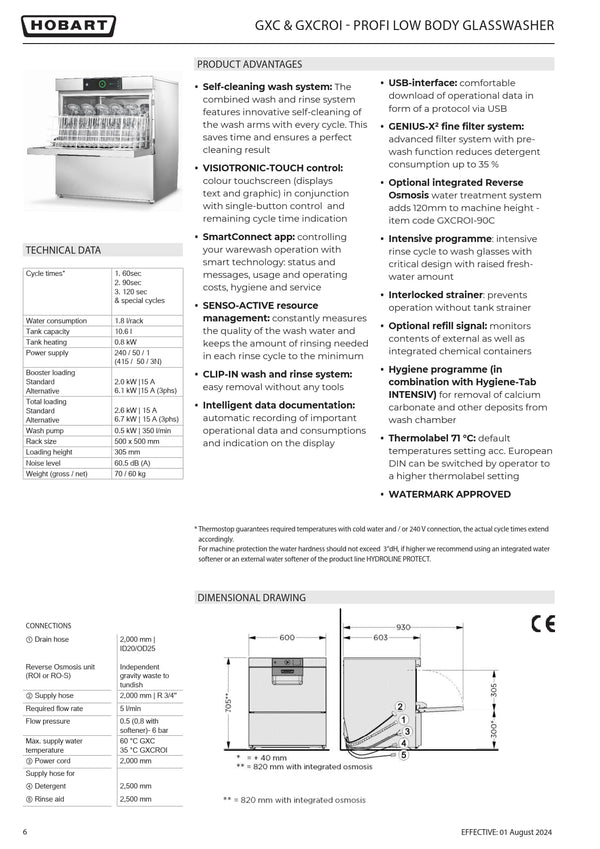Hobart Profi GXCROI-C - Undercounter Glasswasher