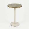 Gold Aluminium Edge HPL Laminate Tawny Marble Outdoor Bar Table - Shell White Base