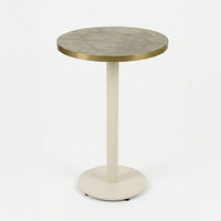 Gold Aluminium Edge HPL Laminate Tawny Marble Outdoor Bar Table - Shell White Base