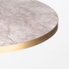 Gold Aluminium Edge HPL Laminate Tawny Marble Outdoor Bar Table - Shell White Base
