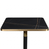 Gold Aluminium Edge Laurent Black Sintered Stone Table Top with Square Brass Table Base