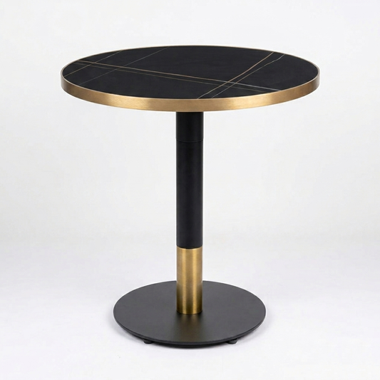Gold Aluminium Edge Sintered Laurent Black Stone Top with Black Discus Base