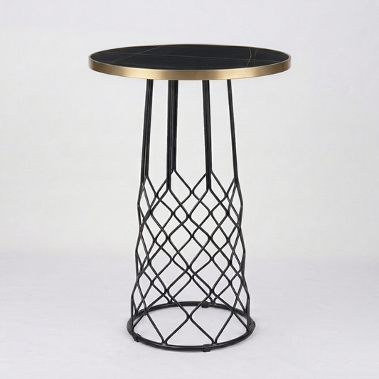Gold Aluminium Edge Sintered Stone with Kanpai Bar Base