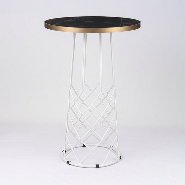 Gold Aluminium Edge Sintered Stone with Kanpai Bar Base