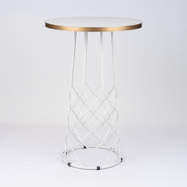 Gold Aluminium Edge Sintered Stone with Kanpai Bar Base