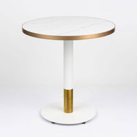 Gold Aluminium Edge Sintered White Stone Top with White Discus Base