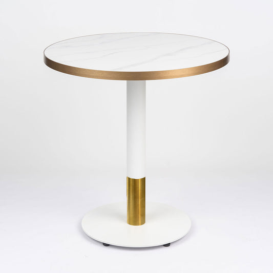 Gold Aluminium Edge Sintered White Stone Top with White Discus Base