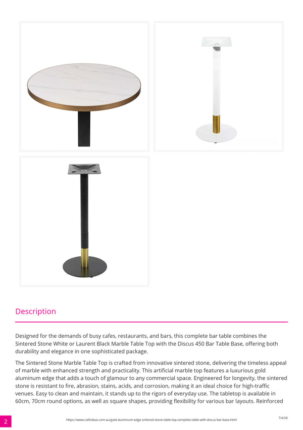 Gold Aluminium Edge Sintered Stone - Black Base