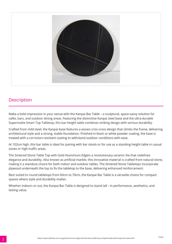 Gold Aluminium Edge Sintered Stone with Kanpai Bar Base