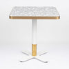 Grey Stone Venetian Terrazzo Square Table Top with White Brass Cross Base
