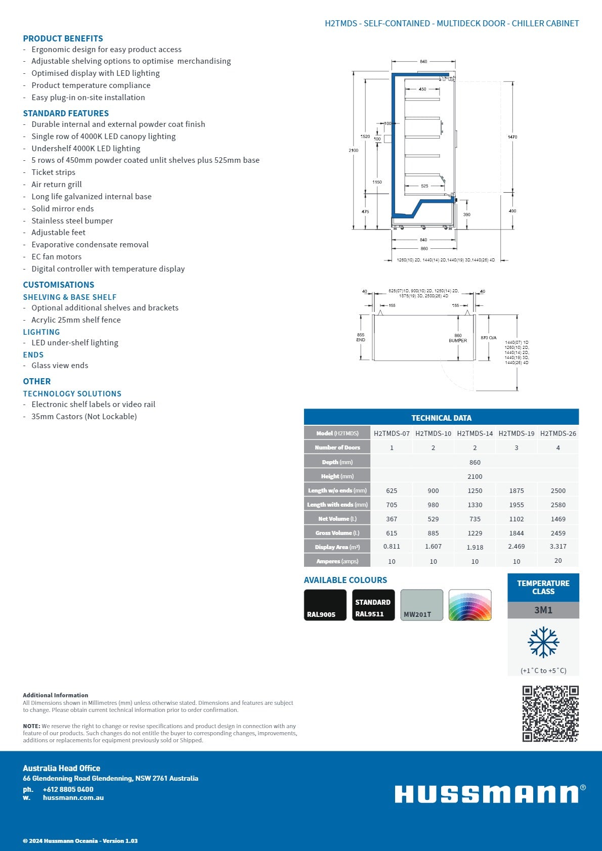 Hussmann H2TMSD-10 - Multideck Chiller with Glass Door