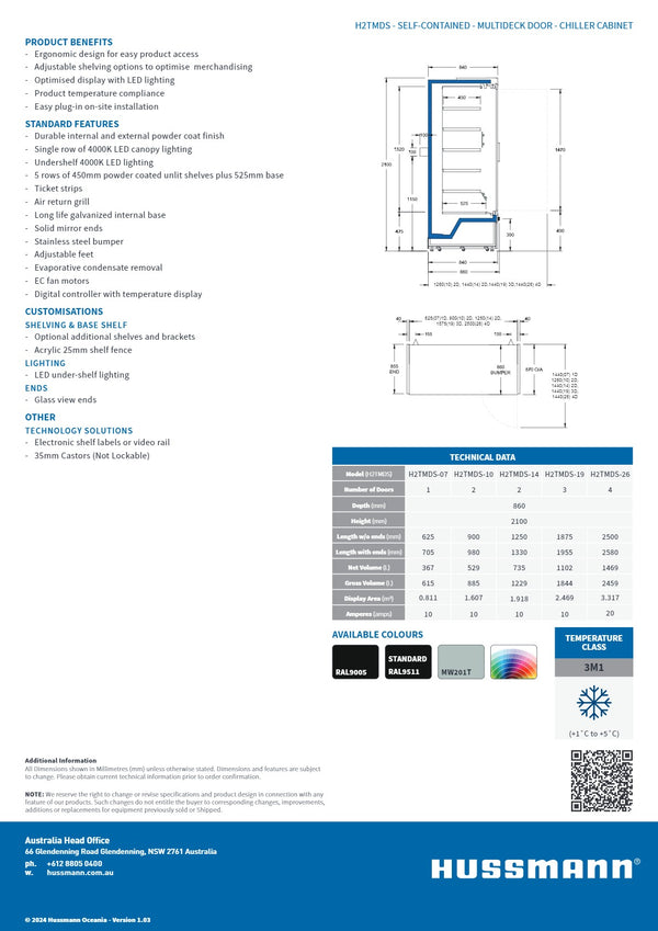 Hussmann H2TMSD-10 - Multideck Chiller with Glass Door
