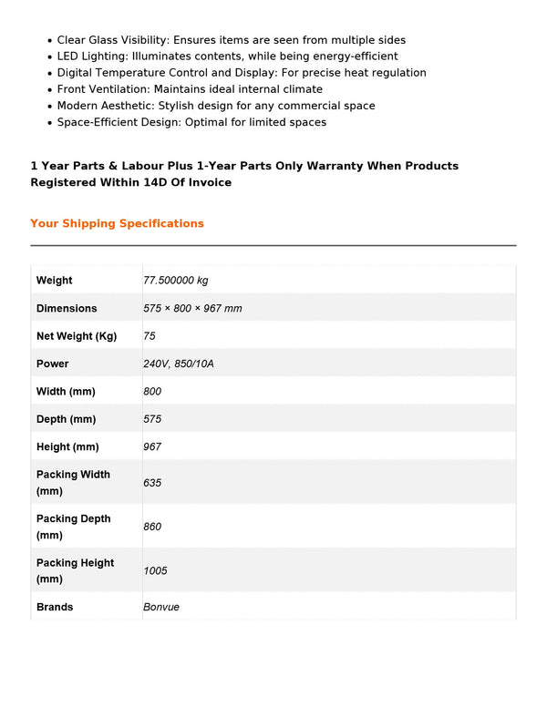 Bonvue HD-318 - Benchtop Food Warmer Display Cabinet